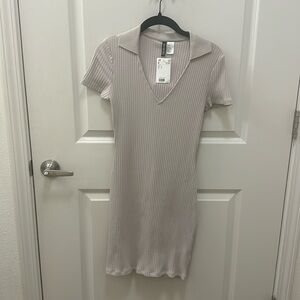 H&M Collared Dress (small)(beige/nude)